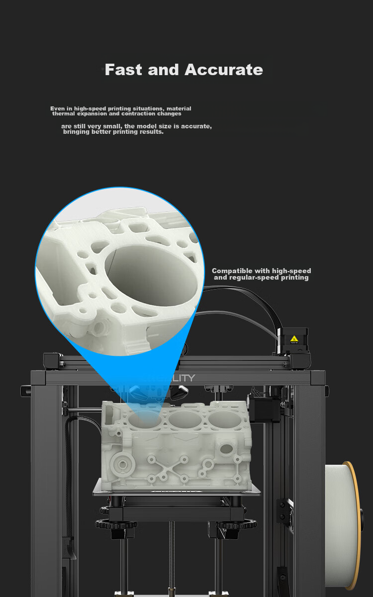 Creality 3D Printing Consumables Hyper-PLA High-Speed Printing High-Toughness Easy-To Eco-Friendly Filament Intelligent Parameter Recognition 1kg Blue 3