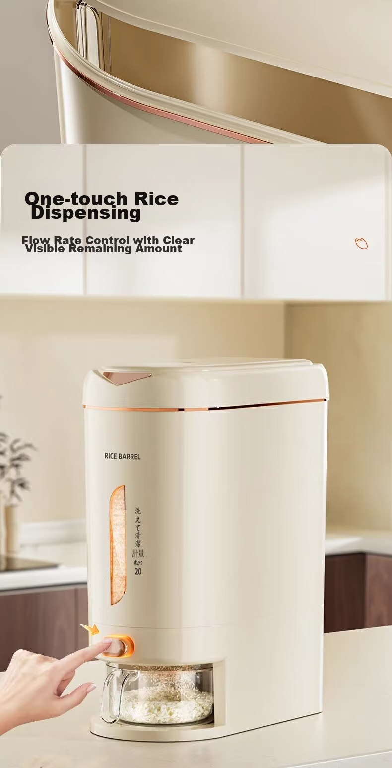 PAKCHOICE Rice Container with Insect And Moisture Prevention, Food-Grade 2026 New Model Rice Storage Bin for Home Kitchen Use with Press-Release Functio 4