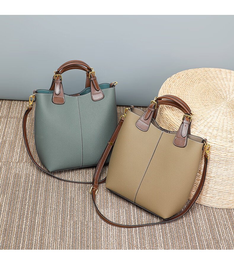 Viney Leather Handbag, Large Capacity Bucket Bag for Women, Luxury Tote Bag, Practical Birthday And Mother's Day Gift for Mom 1