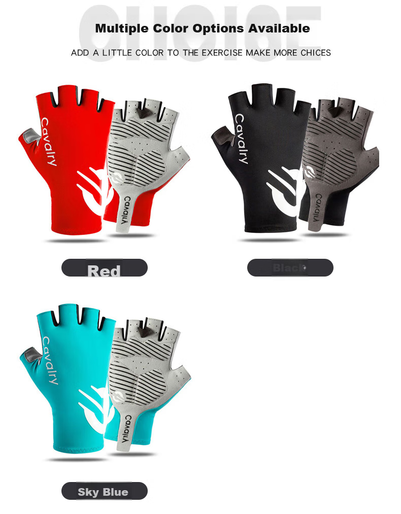 CAVALRY Bicycle Gloves, Half-Finger Mountain And Road Bike Gloves, Men's And Women's Sports Fitness Cycling Gear, Black S 12
