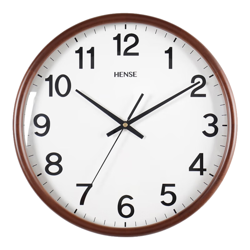 Hense Solid Wood Wall Clock, Living Room Wall-Mounted Clock, Simple Large Digital Wall Clock, Home Quartz Silent Clock, 35cm HW31