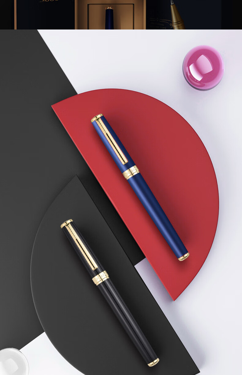 MONTAGUT Business Ballpoint Pen Corporate Gift Box Holiday Present for Clients, Employees And Students Metal Gel Pen Liyu Series Blue 0.5mm 2