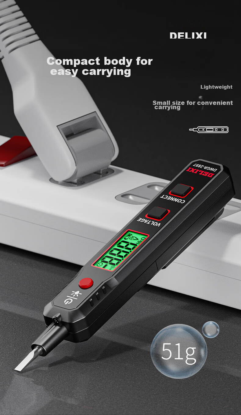 Delixi Electric Pen 2897 Smart Voltage Tester Multifunction Wire Break Detection Digital Display Electrician Induction Test Pen 4