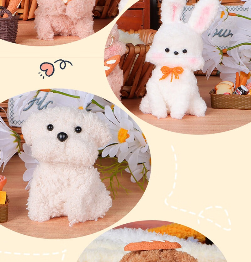 Xubeile Plush Stuffed Animal, Thickened Fleece, Twisted Dog Toy, DIY Craft Kit, Gift for Girls And Children, Decorative Item 13