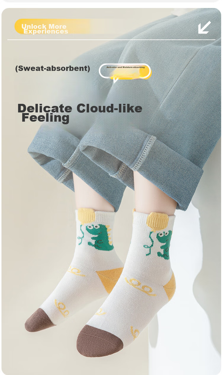 MiiOW Children's Socks for Boys, [Odor-Resistant Breathable + Fun Cartoon], Mid-Calf Cotton Socks, Baby Boys All-Season Casual Socks 2