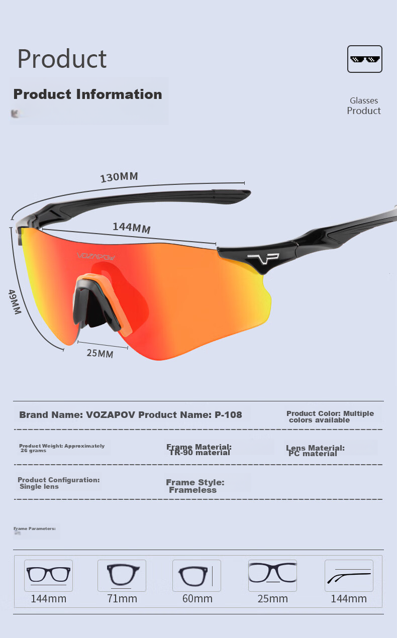 VOZAPOW Professional Marathon Running Glasses Frame, Photochromic Day And Night Dual-Use Trail Running Sports Cycling Goggles for Me 12