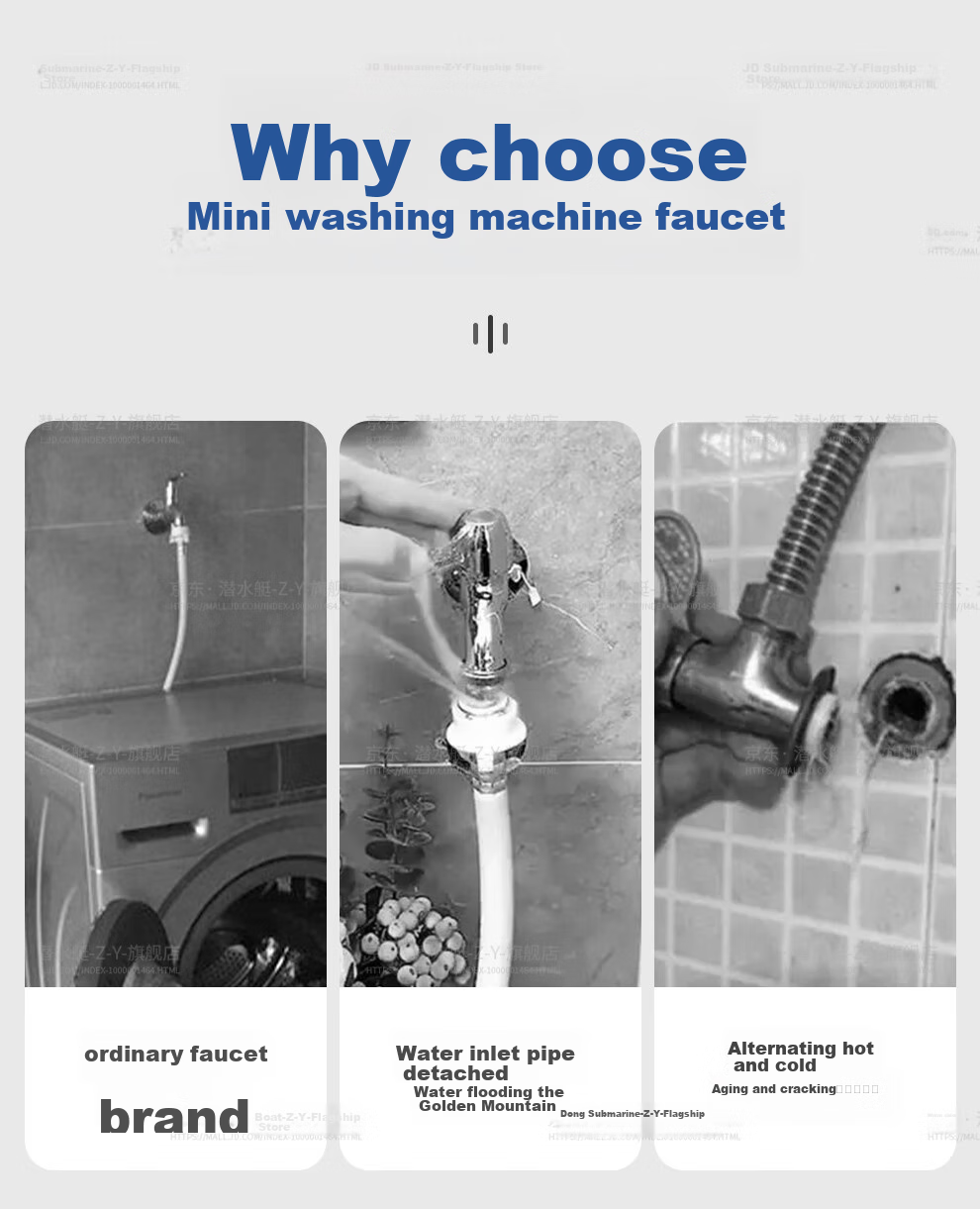 Submarine F404 Angle Valve, Washing Machine Faucet, Dishwasher, Copper Chrome-Plated, 1/2 Inch Quick Connect, 3/4 Inch Threaded, Built-In Water Stop Device, Silver Color 2