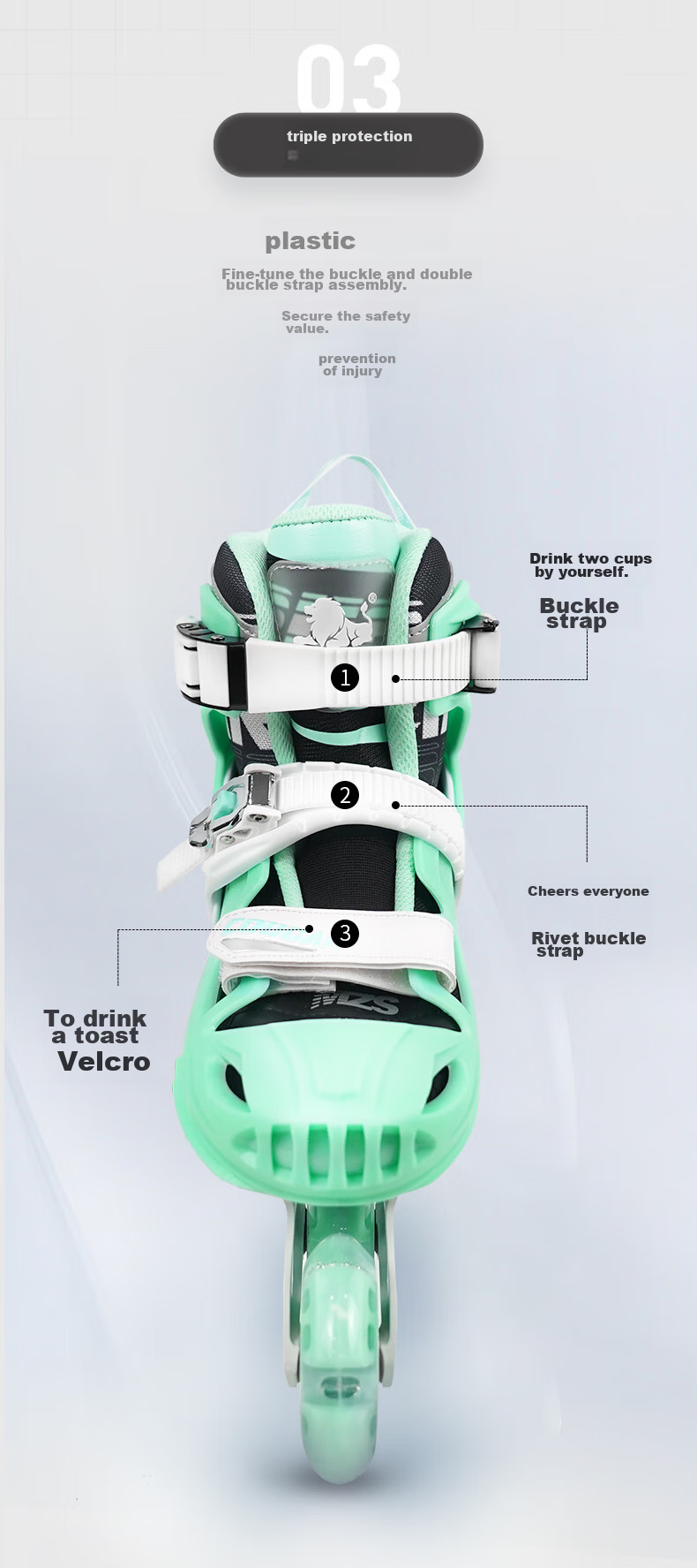COUGAR Adult Adjustable Full-Flash Roller Skates, Flat Floral Casual Dual-Purpose Inline Skates, Green And White, Size L (36-39) 6