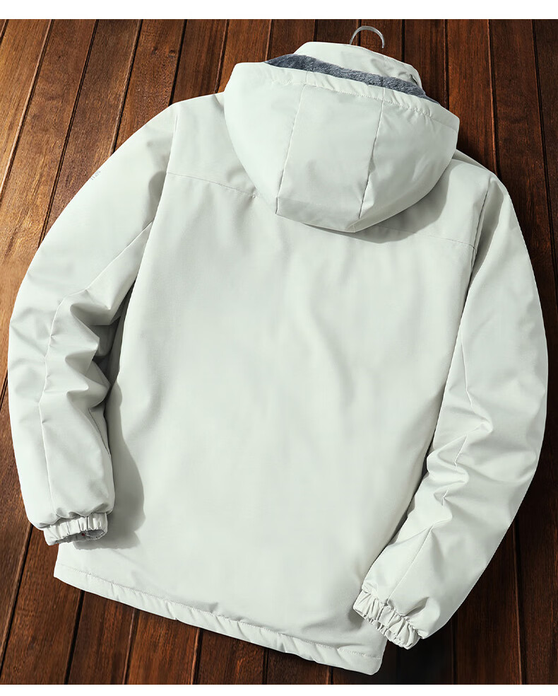 Miiow Men's Cotton Padded Hooded Jacket Autumn Winter Long Sleeve Warm Thick Khaki Coat 2XL 4