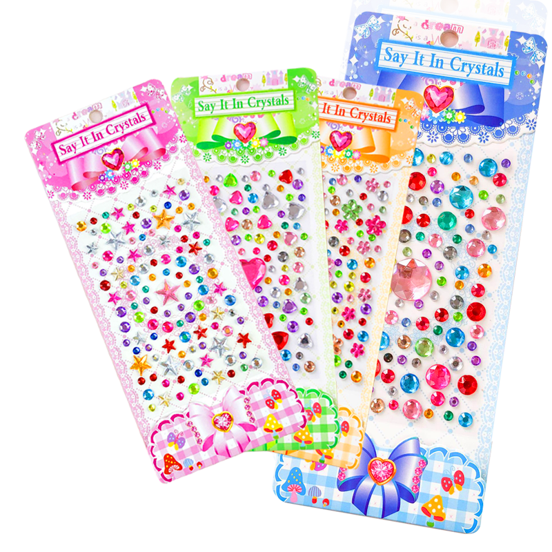 Diyu Children's Gemstone Stickers, Crystal Diamond Decals, Kindergarten 3D Cartoon Stickers, Decorative Girl's Toys