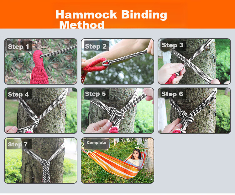 Suncojia Outdoor Hammock, Camping Beach Swing, Wooden Pole Anti-Rollover Hanging Chair, Widened Single Dormitory Hanging Basket 10