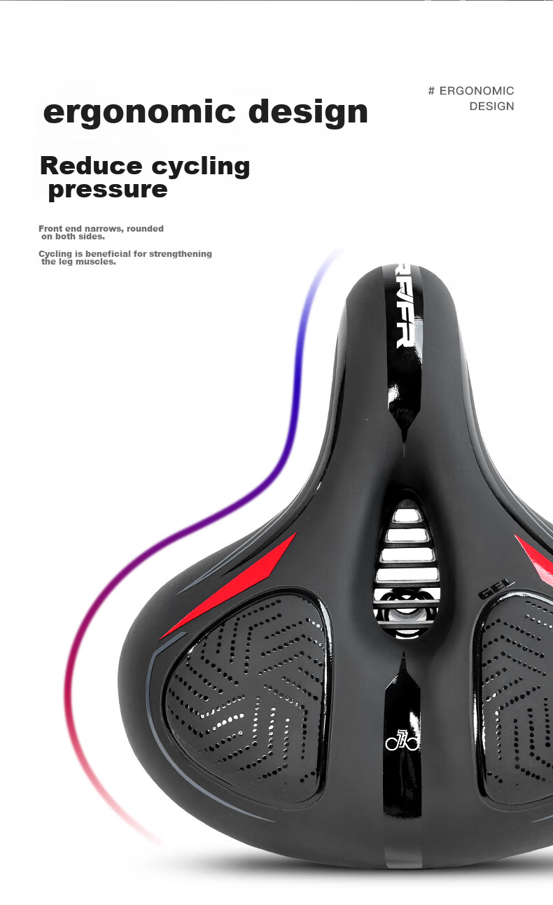 FOREVER Bicycle Mountain Bike Soft Seat Cushion Universal Comfortable Silicone Saddle, Black And Blue Silicone Seat Pad 19