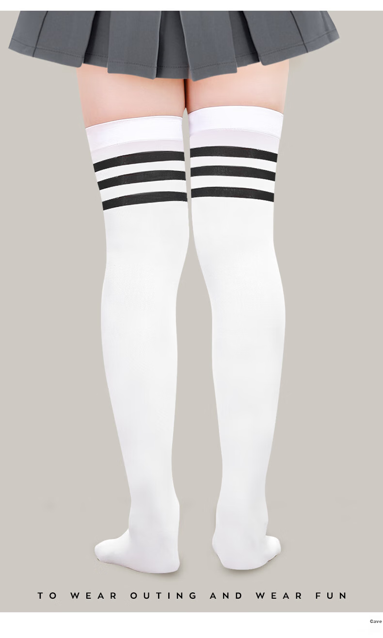 Barbie Girls' Mid-Calf Socks, Summer Thin Over-Knee Children's Long Socks, White High Socks, School Uniform Style, Black + Red, Size L 17