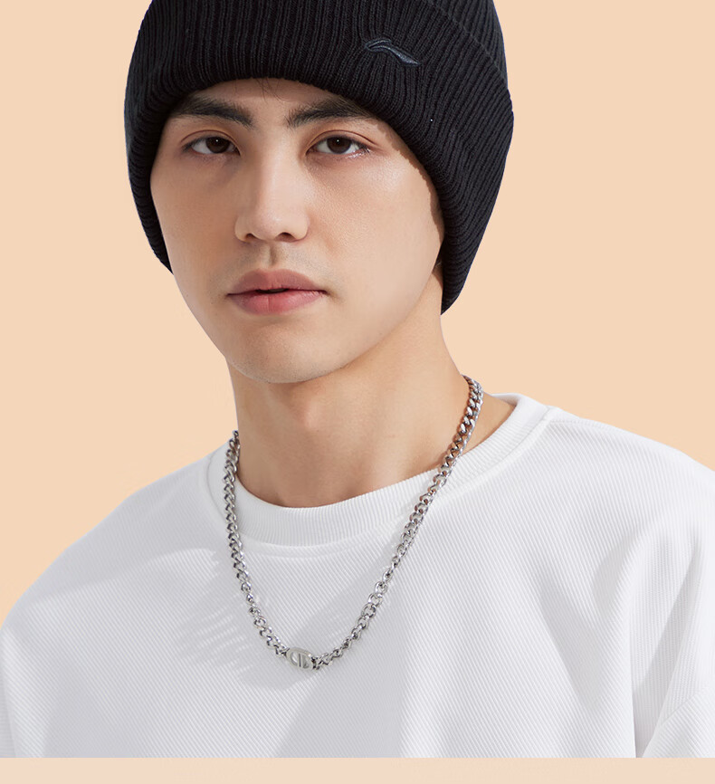 Li-Ning Ski Hat, Autumn And Winter Knitted Cold Cap, Ski Helmet, Warm Elastic Soft Versatile Fleece Hat, Deep Floral Gray 14