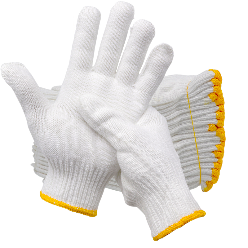 BAIGE Cotton Work Gloves A-Grade Cotton Construction Site Protective Gloves 500G12 Pairs Thickened Cotton Yarn Wear-Resistant Construction Site Work One Size Fits All [Full Weight] CW644645
