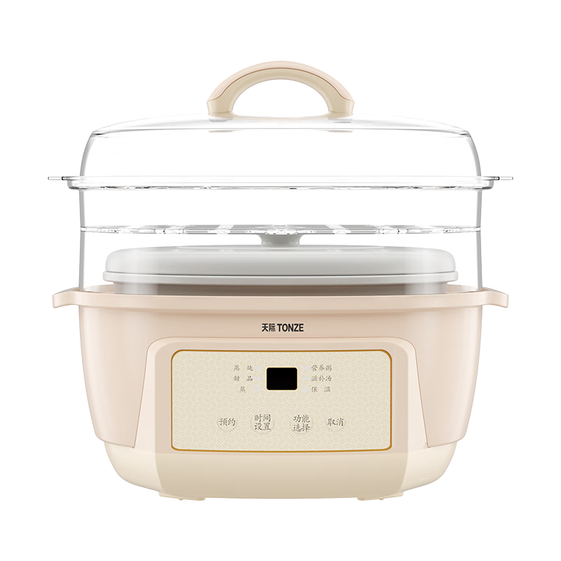 TONZE Electric Slow Cooker, Double Boiler Pot, Water Bath Stew Pot, Soup Pot, Porridge Cooker, Bird's Nest Stew Pot, Health-Preserving Pot for 1-3 People with White Porcelain Inner Pot, DGGD23A183BZBW, 1.8L