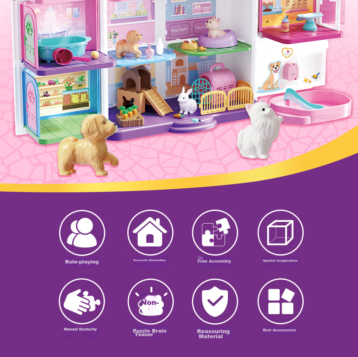 Anlili Children's Toy, Girl's Gift, Pretend Play Pet Life Villa House, Birthday Present 2