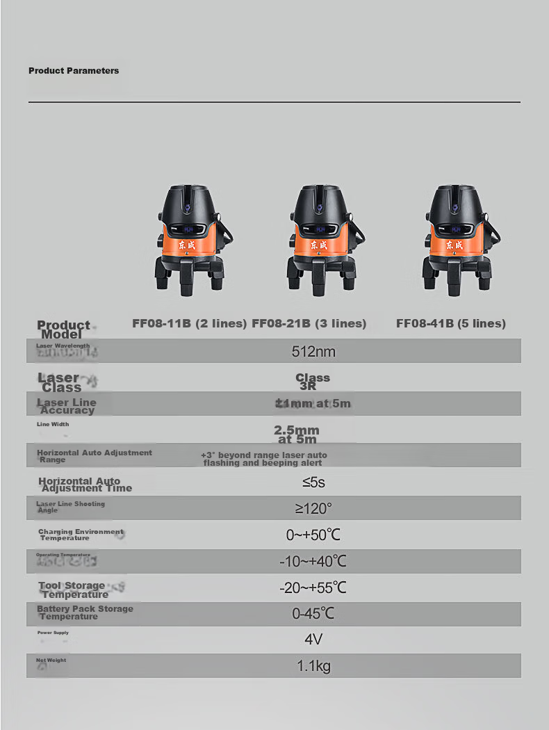 Dongcheng Infrared Level, Green Laser Level, High-Precision Portable FF08-41B, 5-Line Level 13