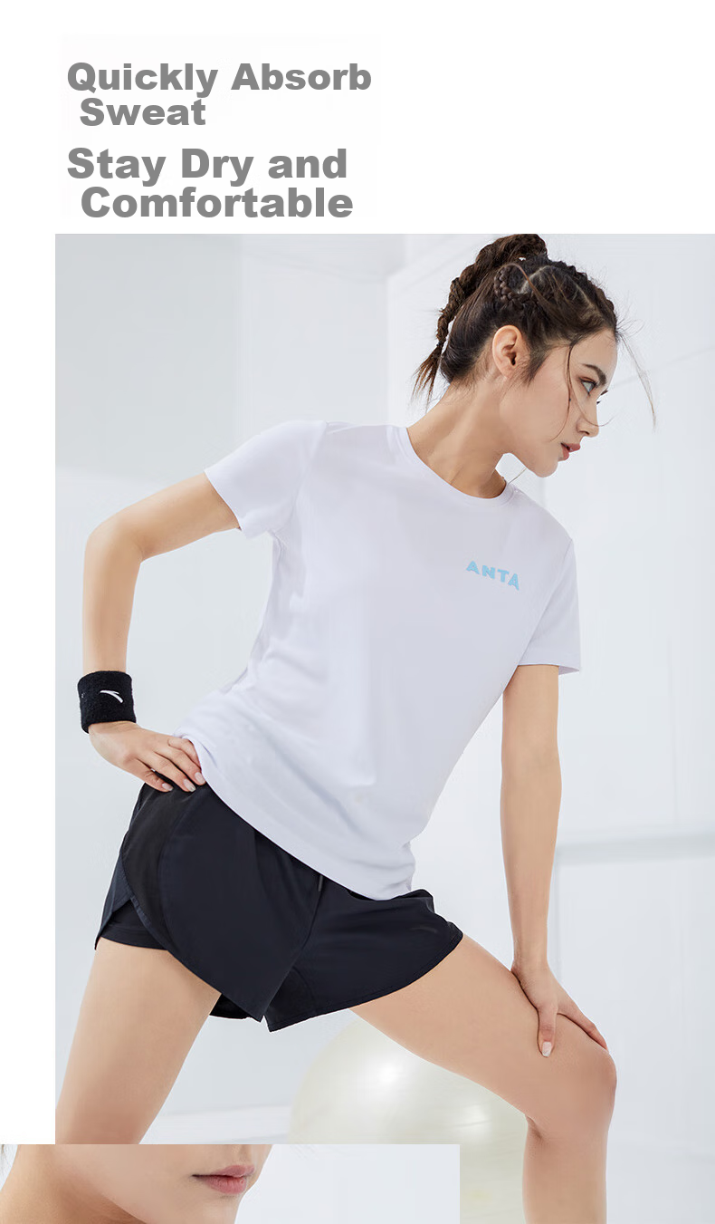 Anta Quick-Dry Sports Set | Women's Summer New Breathable Short Sleeve and Shorts Badminton Two-Piece Set with Anti-Exposure Design 22