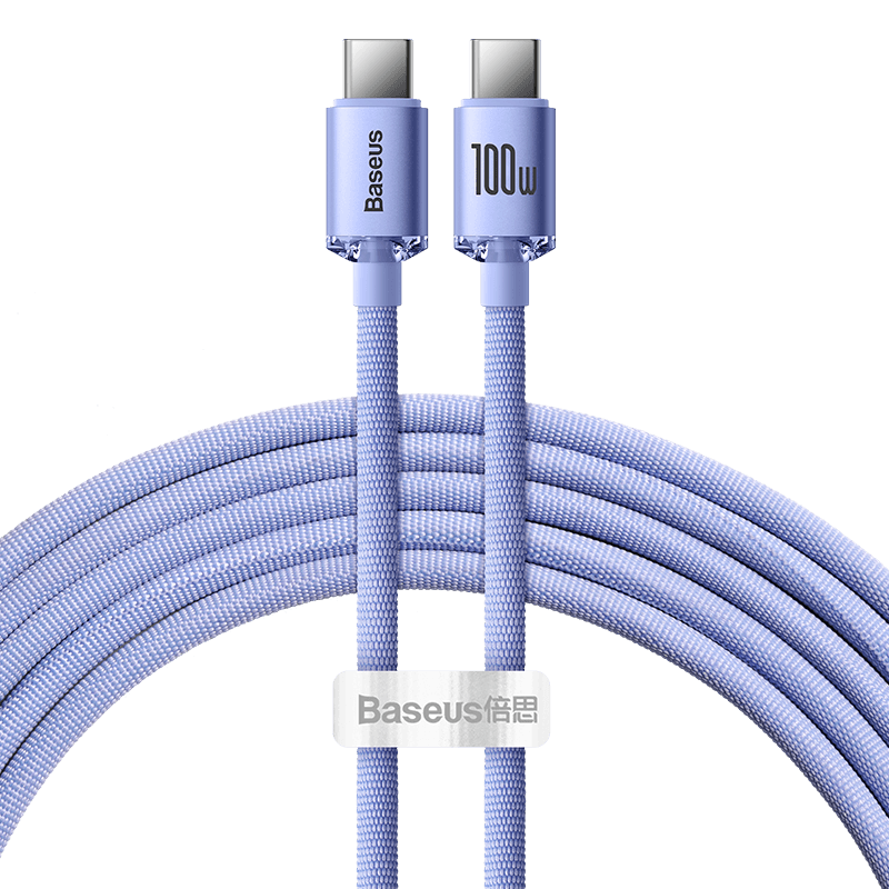BASEUS Apple 18 Charging Cable, Dual Type-C Data Cable, PD100W, Suitable for IPhone17/16/15, Xiaomi, Huawei, Honor Phones, Mac Computers, IPad, 2 Meters, Purple