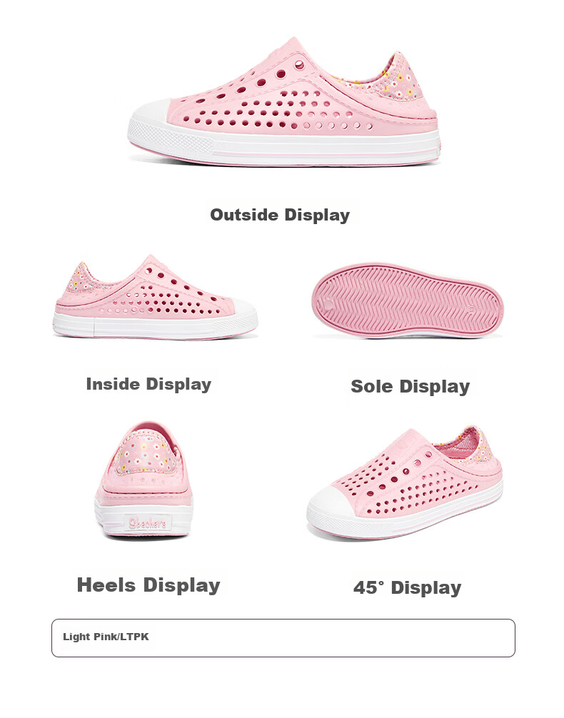 Skechers Girls' Summer Breathable Slip-On Mesh Casual Sandals Holes Shoes 308006L 19