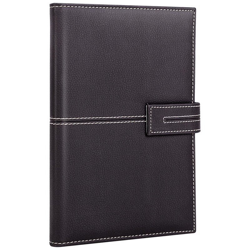 Deli (Deli) 25K 120 Sheets Litchi Pattern Magnetic Closure Leather Cover Notebook, Office Supplies, Business Journal Diary Work Notebook Stationery, Brown 3343