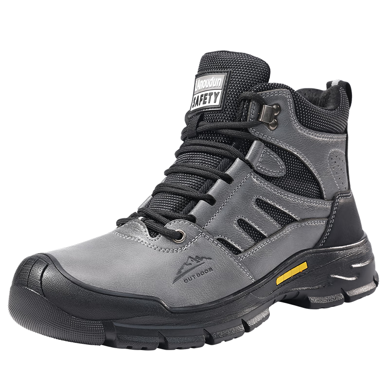 Blue Eagle Shield Men's High-Top Safety Work Shoes Anti-Slip Anti-Smash Toe Puncture-Resistant Durable Construction Shoes D253 Size 40
