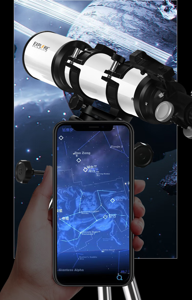 EXPLORE SCIENTIFIC Astronomical Telescope for Deep Space Stargazing, High Definition, High Magnification 10000x, Space Student Telescope 102eq 16