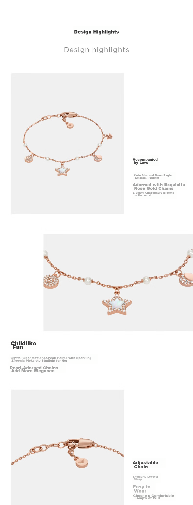 EMPORIO ARMANI Women's Bracelet, Star Shell Rose Gold, Birthday Gift for Girlfriend, EGS3107221 3