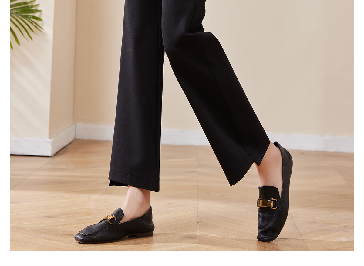 Chushen Spring Autumn Women's Casual High Waist Fashion Slim Fit Flared Suit Pants S141K2006 Black L 8