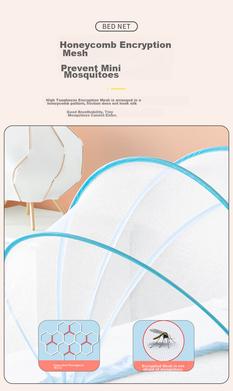 Nanjiren Foldable Baby Mosquito Net, Universal Full-Cover Yurt-Style Crib Cover for Infants And Children, Green Large Size 4