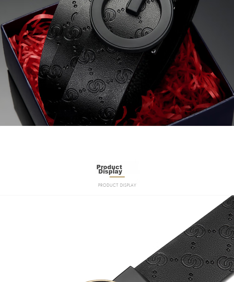 GOLF Men's Belt with Automatic Buckle, Double-Sided Cowhide Waistband, G-Buckle Letter Trouser Belt, Gift Box Packaging, Birthday Present for Boyfriend 23