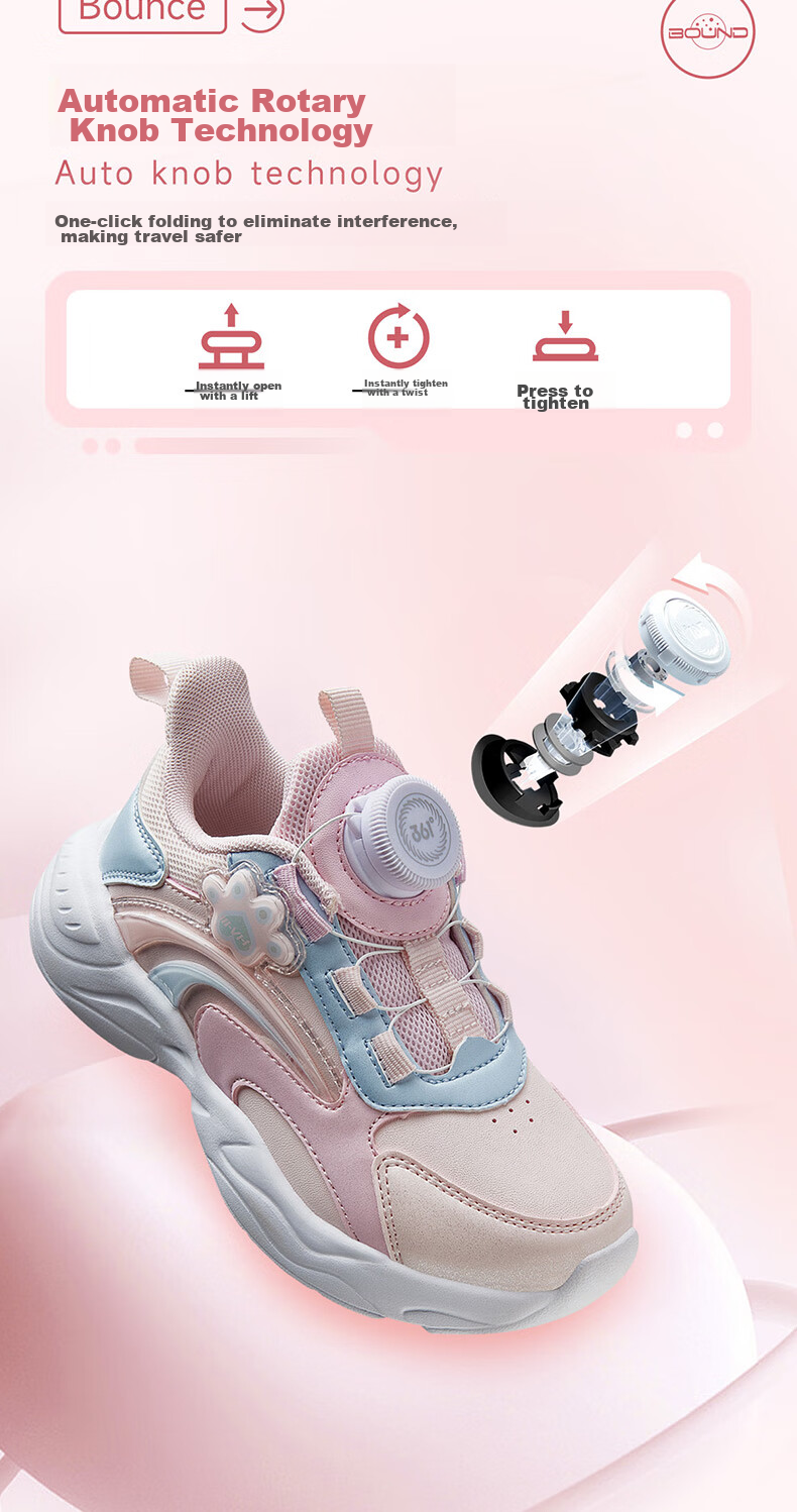 361° Children's Shoes, Kids' Sports Shoes, Winter Girls' Lightweight Leather Casual Shoes with Rotary Buckle, Blue, Size 32 17