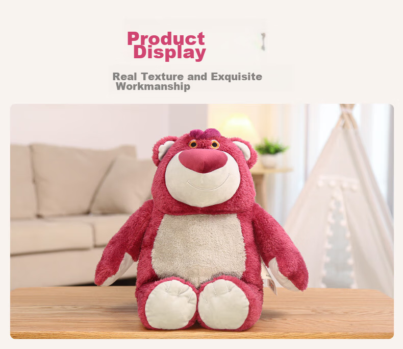Disney Strawberry Bear Plush Toy Doll Stuffed Animal Pillow Valentine's Day Gift for Girls Birthday Present for Friends 6