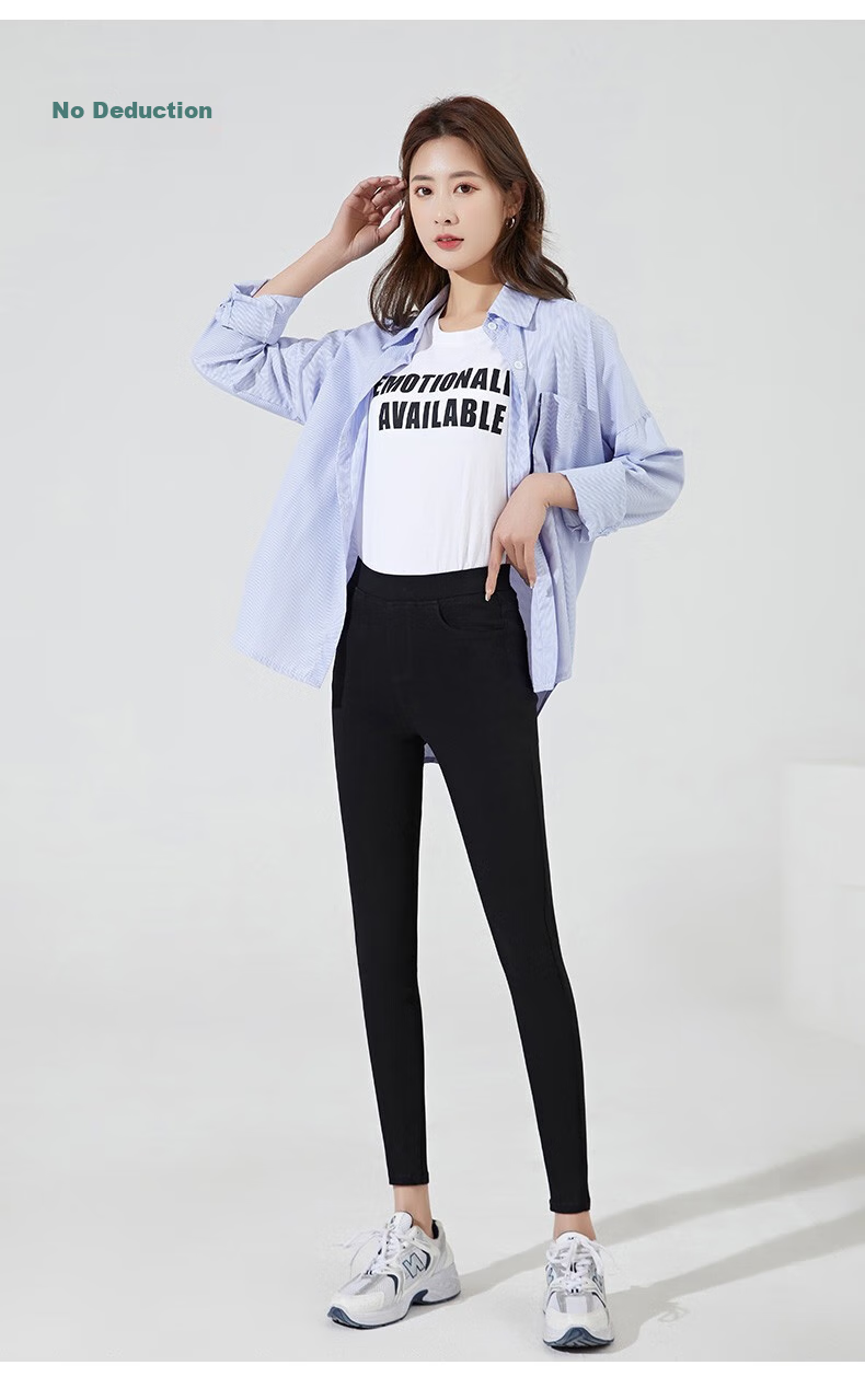 LangSha Women's High-Waist Slim Fit Pencil Pants Black Magic Leggings Spring Autumn 20
