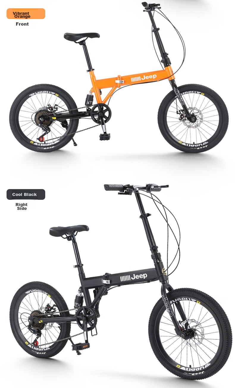 Jeep Mountain Bike, 20-Inch, Rear Suspension, Foldable, Variable Speed, Adult And Student Commuter Bike, for Men And Wome 14