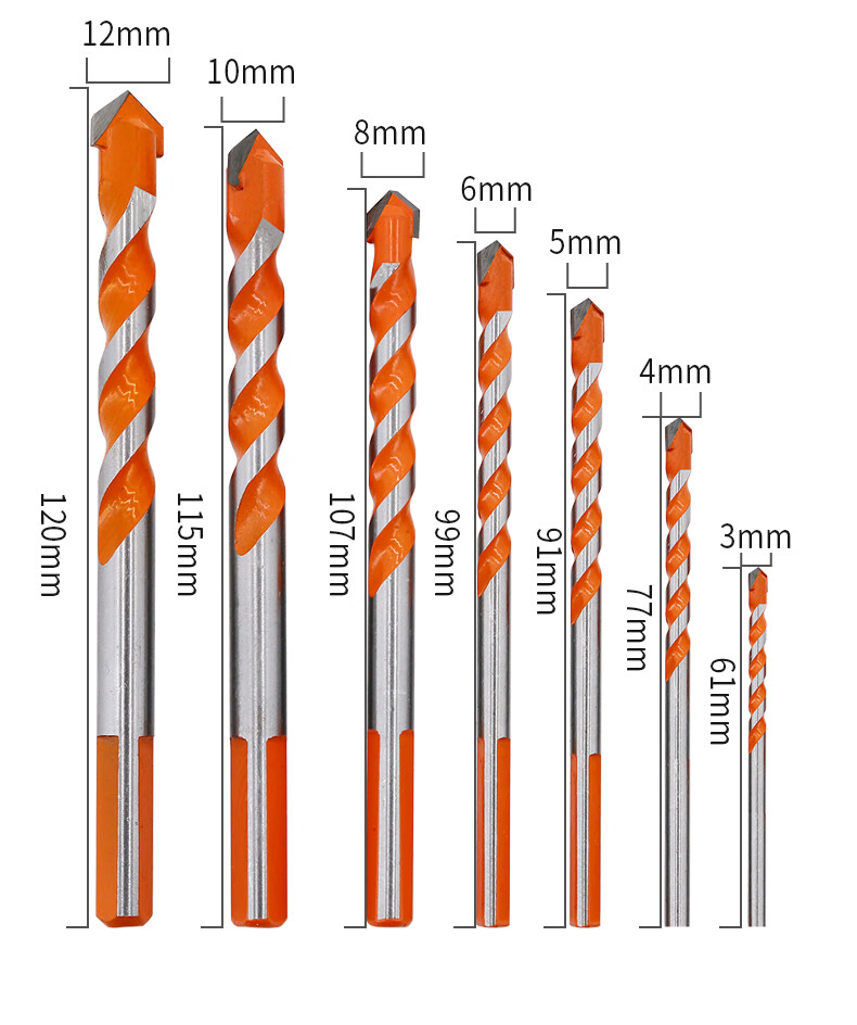 GeeLii Ceramic Tile Drill Bits, 6-Piece Set, Concrete Cement Marble Impact Drill Bits, Hand Drill Alloy King Drill, 59301 1