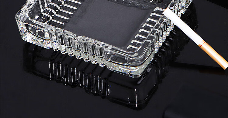 Jidukongjian Glass Ashtray, High-End Office Ashtray, Desktop Ornament, Birthday Gift for Dad, Square Shape 23