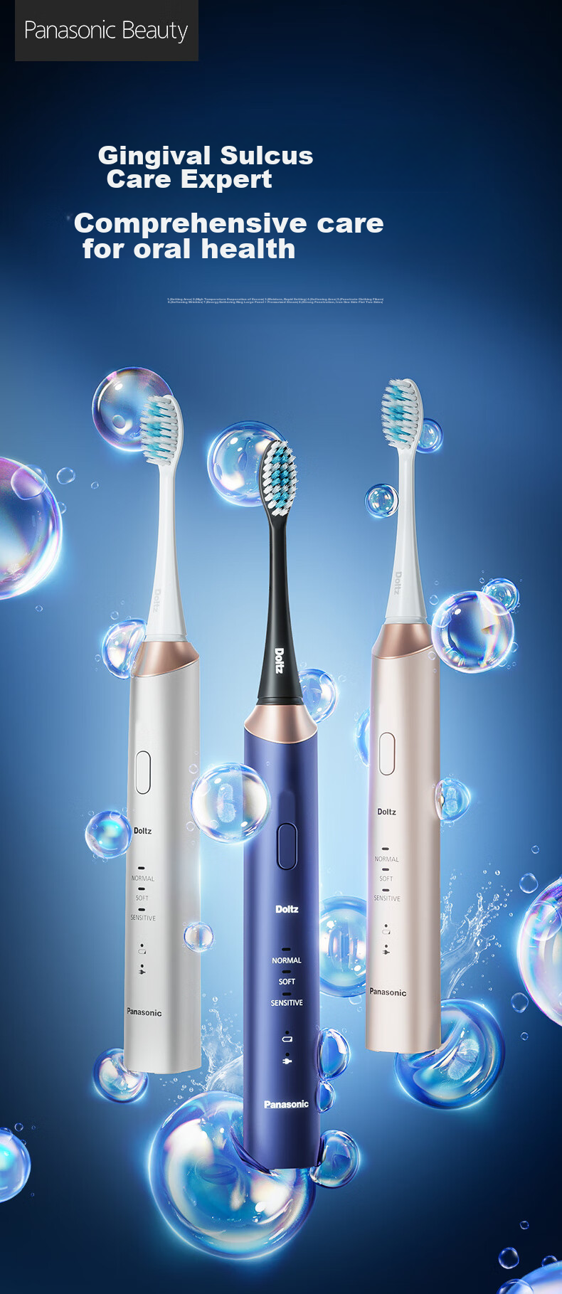Panasonic Electric Toothbrush, Deep Cleaning, Sensitive Gums, Stain Removal, Gum Protection, Intelligent Pressure Sensing, 3 Cleaning Modes, Birthday, New Year's Gift for Boyfriend Or Girlfriend, DC14 Blue 1