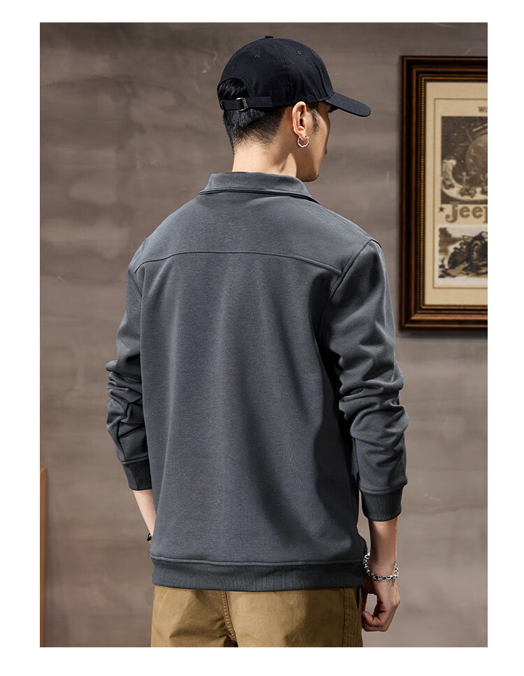 JEEP Spring And Autumn 2026 New Men's Sweatshirt with Lapel Collar, Versatile Casual Jacket, Loose-Fitting Sports Polo Collar Top for Men's Wear 17