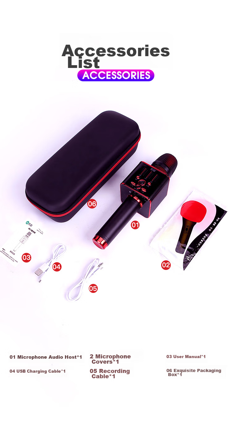 Soaiy Soaiy MC1 Wireless Karaoke Mobile Microphone, Live Streaming Host Singing Tool, All-In Wireless Bluetooth Microphone Speaker for Home And Outdoor KTV, Elegant Black 17