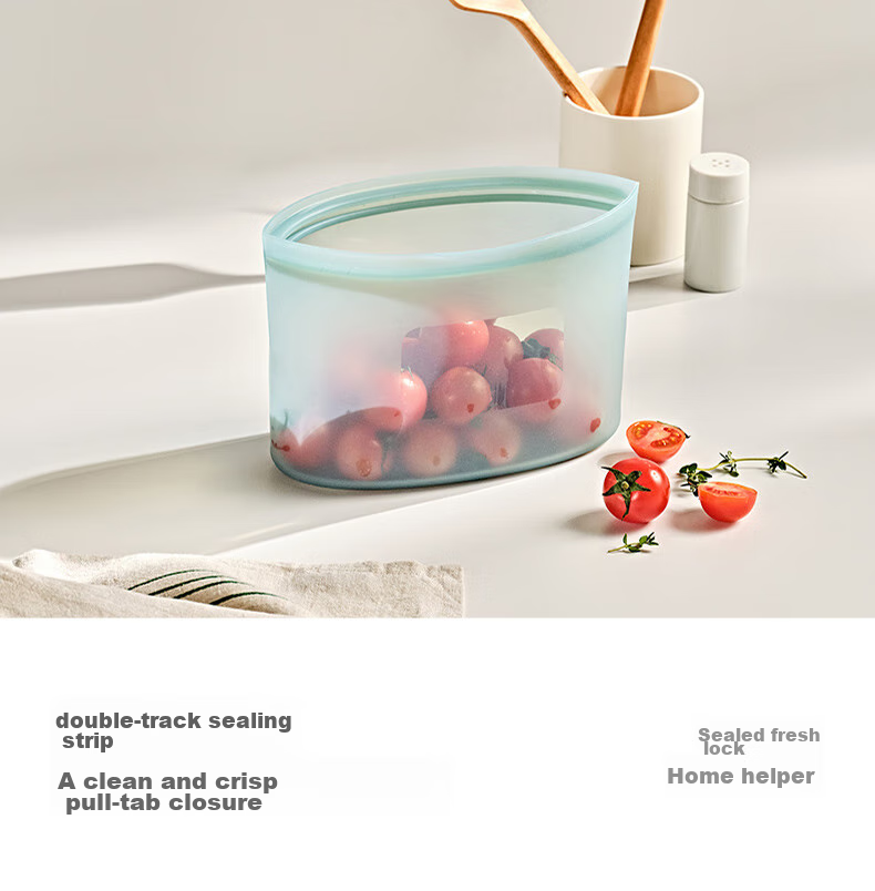 GLASSLOCK Food-Grade Silicone Kitchen Storage Bags for Microwave, Refrigerator, Freezer, Portioning And Sealing 1000ml 6