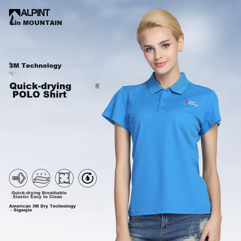 ALPINT MOUNTAIN Er'mengdu 3M Technology Quick-Dry Polo Shirt for Women, Summer Sports Outdoor Short-Sleeve Collared T-Shirt, Breathable Casual