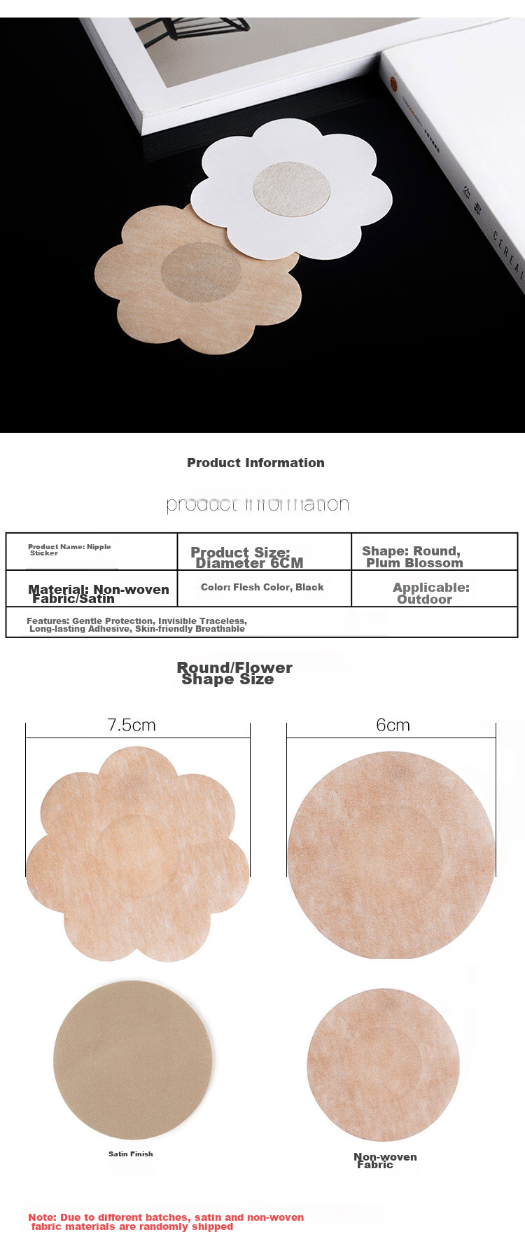Yezi Non-Woven Breast Pads, Marathon Invisible Breathable Thin Sports-Specific Sweat-Proof Anti-Nipple Skin-Colored Round, 5 Pairs 3