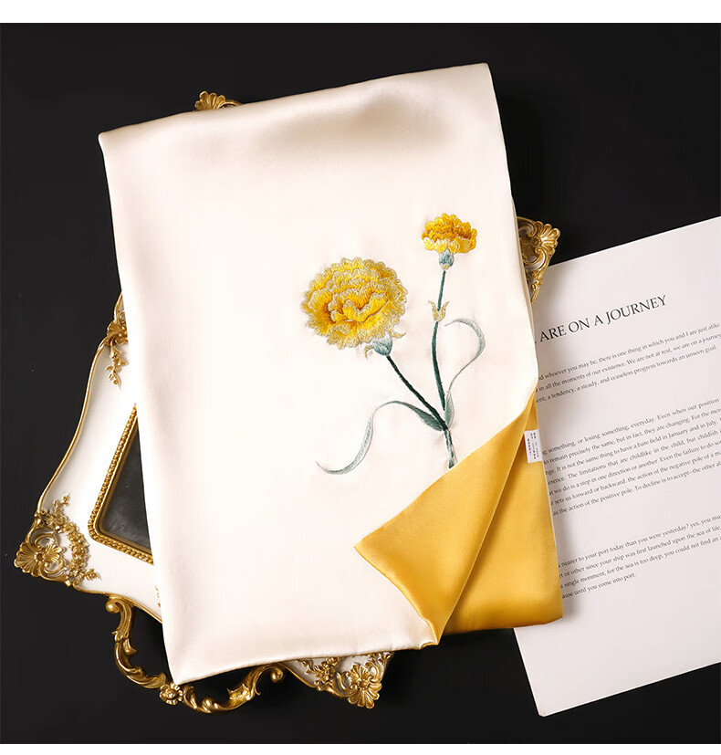 Hangsifu Silk Mulberry Silk Suzhou Embroidery Scarf, Flower Pattern Gift Box, Shawl, Outer Wear, Birthday Gift for Mom, High-End Mid-Autumn Festival Present 16