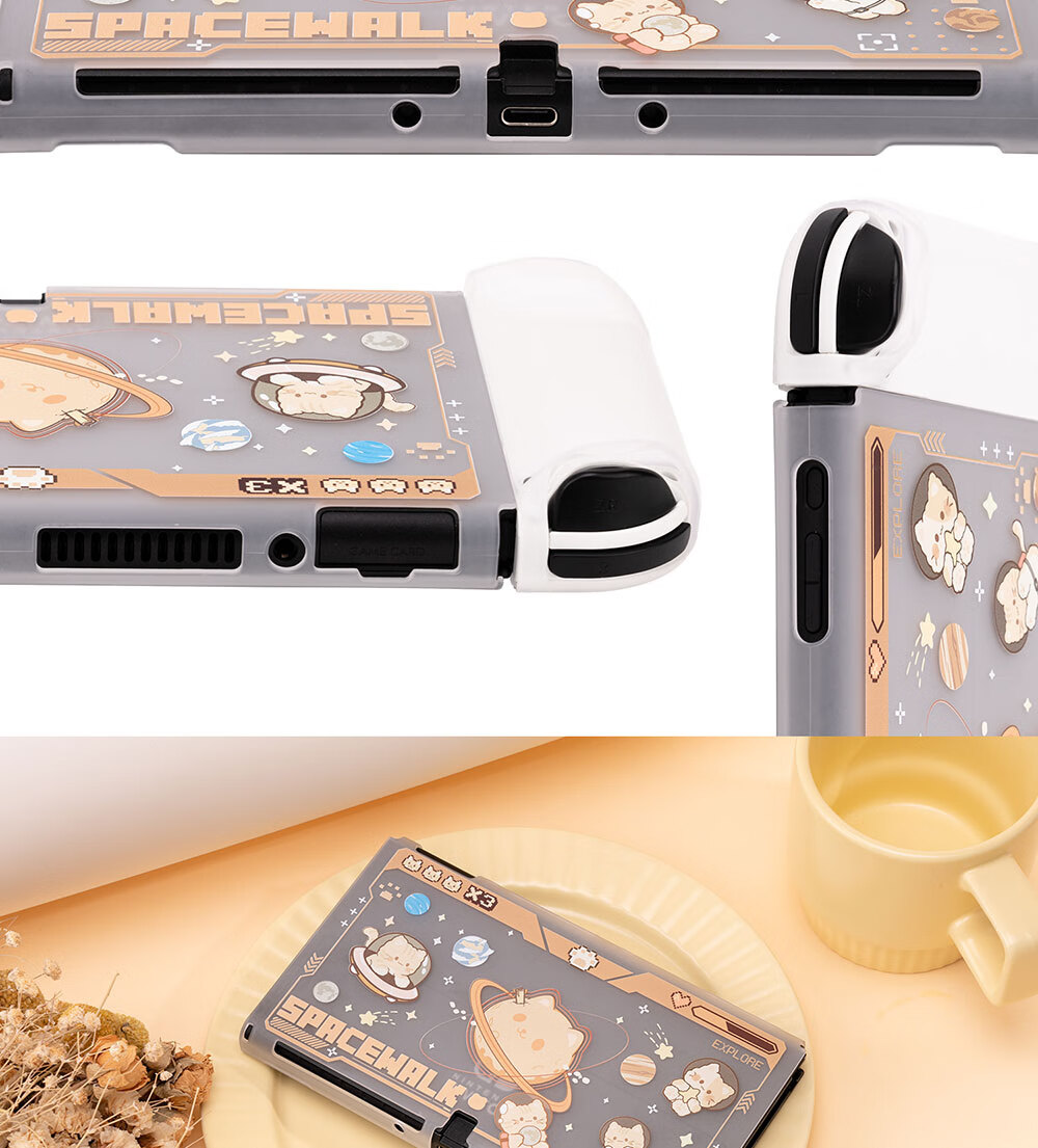 Jixiang Switch Protective Case, Oled Protective Case with Detachable Base, Shockproof And Drop-Resistant Hard Shell Handle Cover, Oled Cat Sickle Sack Protective Case 20