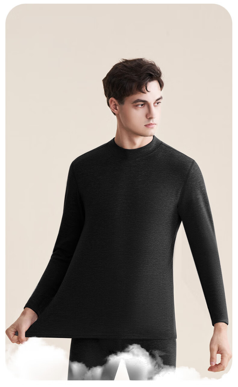 LangSha Men's Wool And Silk Blend Sweater [2026 Autumn/Winter New Arrival], Base Layer, Warm Top, 7A Antibacterial, Fleece-Lined, Heat-Generating 21