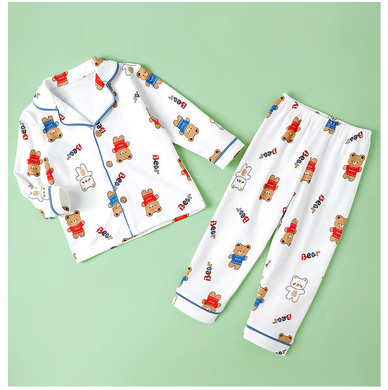 YISHUANGER Children's Homewear Set Girls Pajamas Air Conditioning Clothes Summer Thin Baby Boys Blooming Flower 120 14