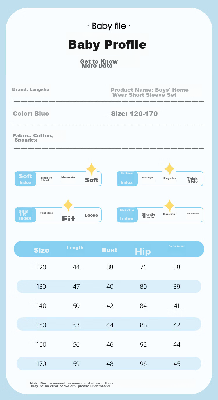 LangSha Children's Pajamas for Boys, Summer Thin Breathable Pure Cotton Home Wear, Middle School Student Raglan Sleeve Short-Sleeve Set, Size 160 8