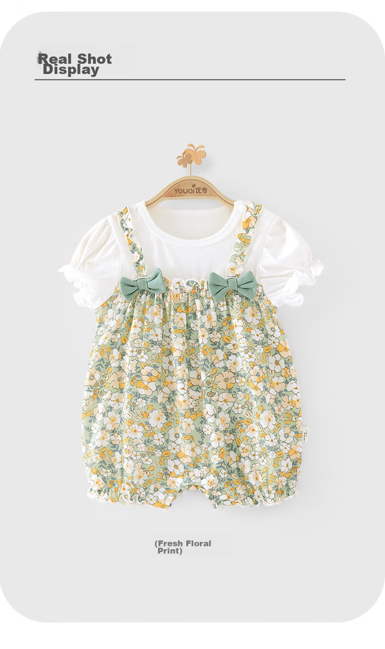 Youqi, Summer Outfit for Baby Girls, Modal Infant Clothes, Short-Sleeve Bodysuit, Lightweight Summer Dress, Sweet And Cute Romper 12